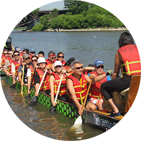 Several people on a Dragon Boat