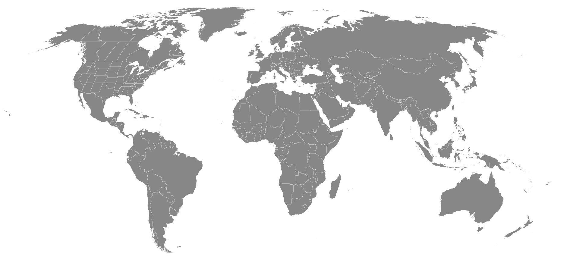 Map of world in grey